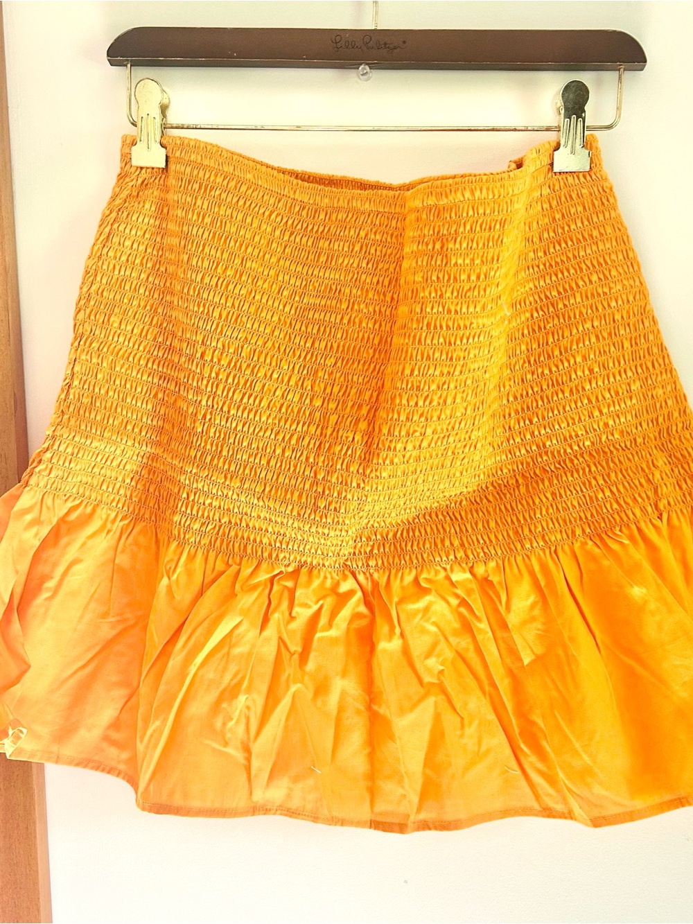 H&M Bright Orange Smocked Circle Skirt with Ruffle size Large NWT